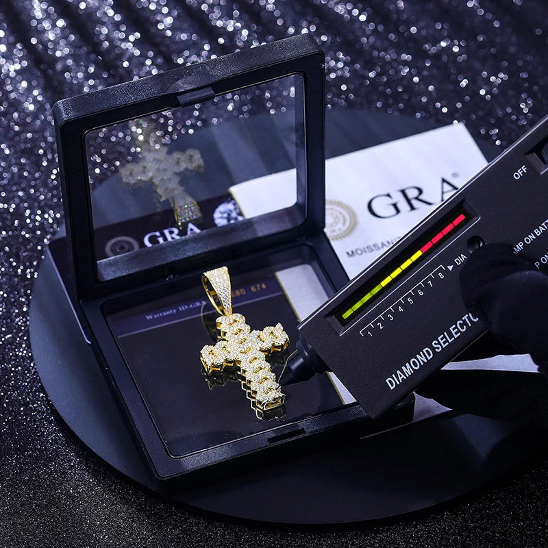 Iced Out Cross Pendant Necklace for Men, image 3