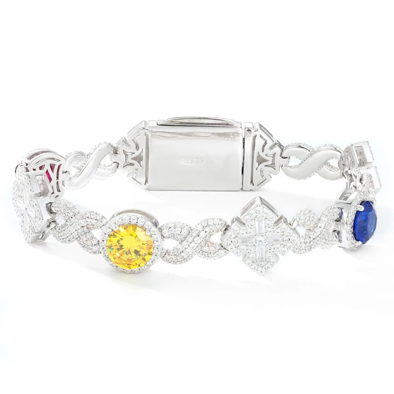 Iced Out Maltese Cross Link Bracelet for Men, image 2