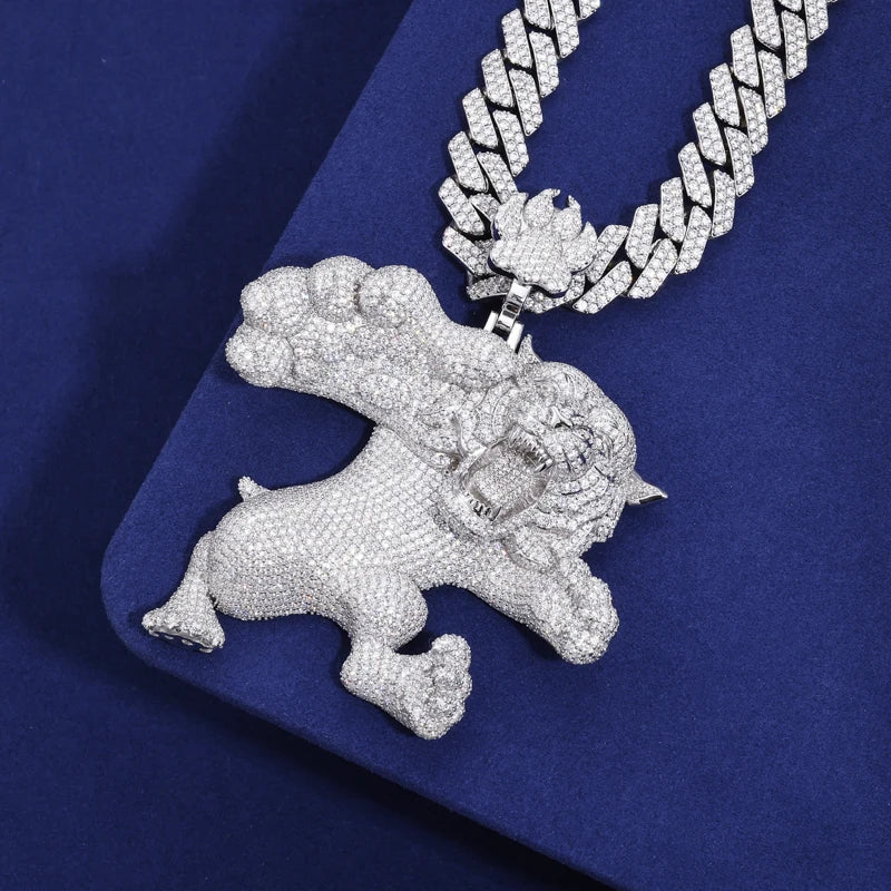 Iced Out Tiger Pendant Necklace for Men, image 5