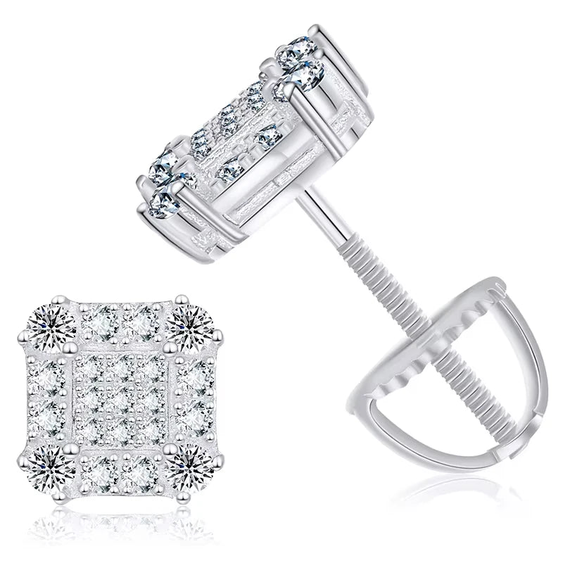 Moissanite Pave Square Stud Earrings, image 2
