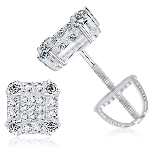 Moissanite Pave Square Stud Earrings, image 2