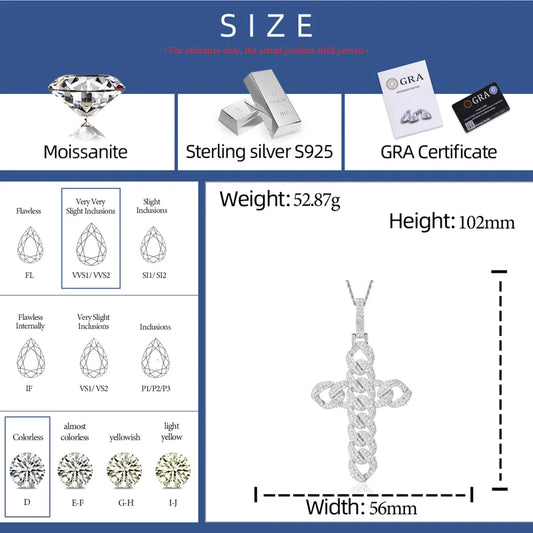 Iced Out Cuban Link Cross Pendant Necklace for Men, image 3