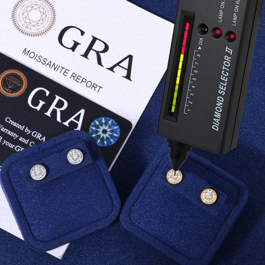 7mm Round Cut Moissanite Halo Stud Earrings, image 4