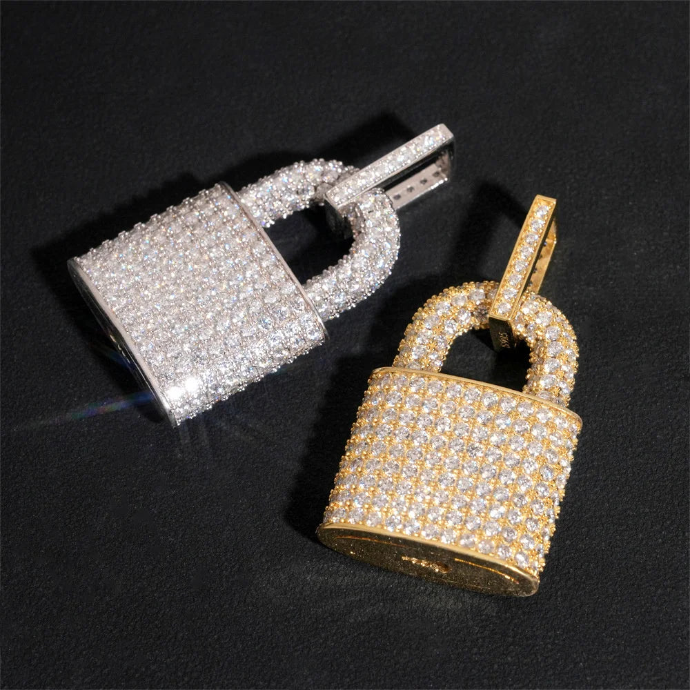 Iced Out Padlock Pendant Necklace for Men