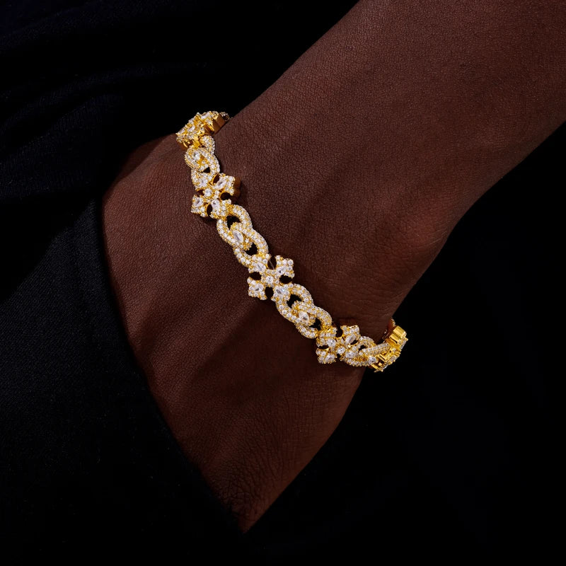 Iced Out Gothic Cross Link Bracelet for Men, image 8