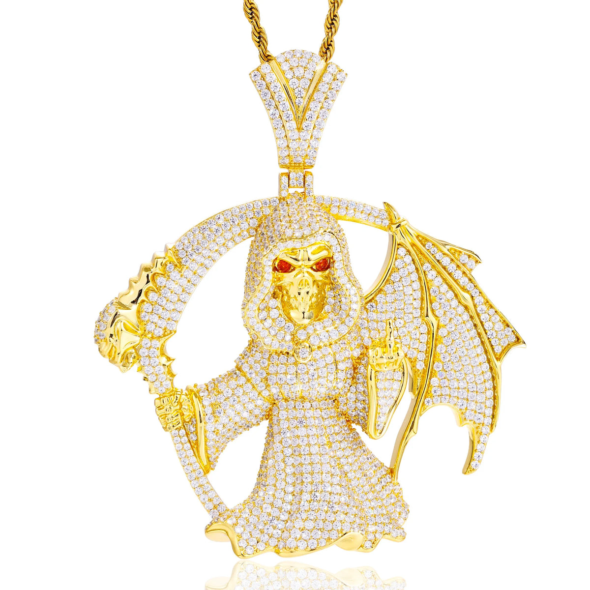 Iced Out Grim Reaper Pendant Necklace for Men, image 8