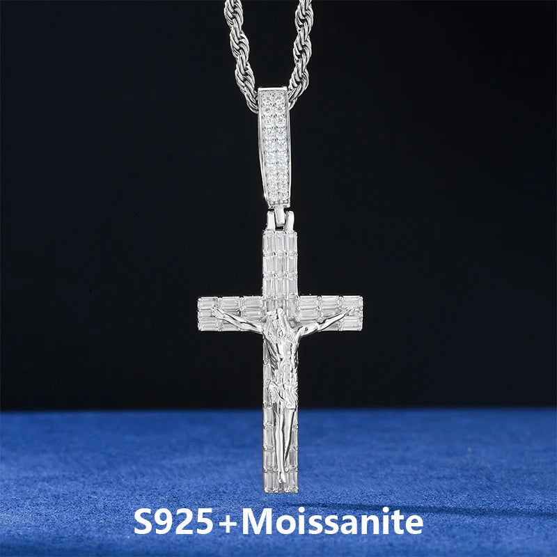 Baguette Crucifix Pendant Necklace for Men, image 7