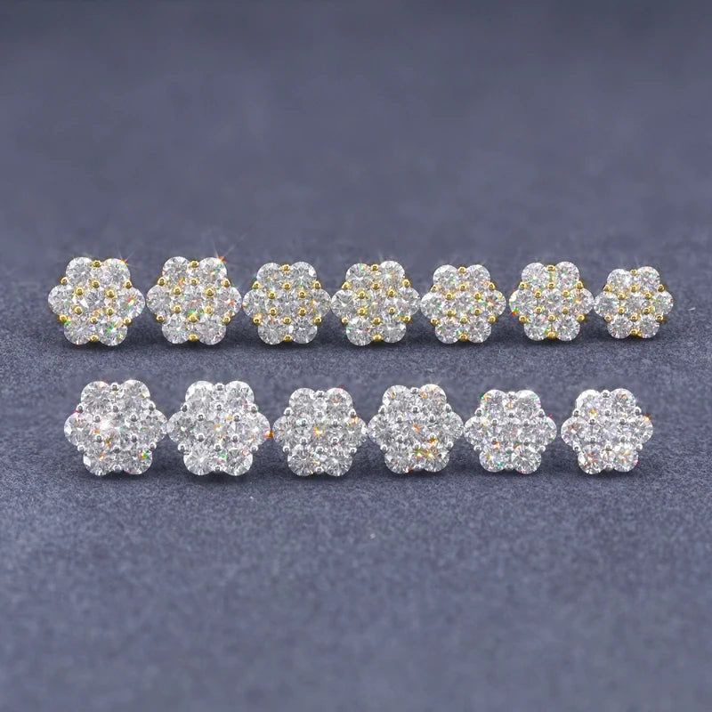 Moissanite Flower Cluster Stud Earrings, image 3