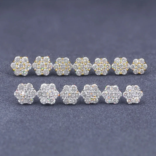 Moissanite Flower Cluster Stud Earrings, image 3