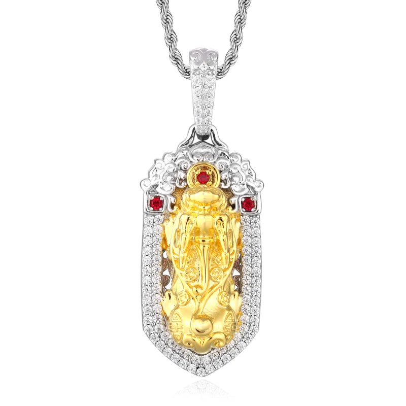 Iced Out Evil Eye Pendant Necklace for Men