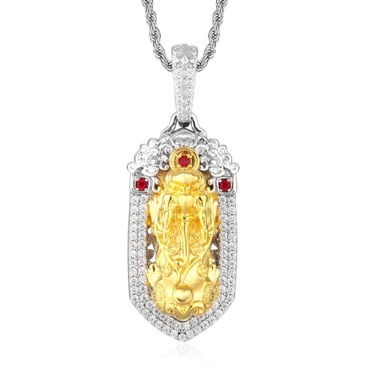 Iced Out Evil Eye Pendant Necklace for Men
