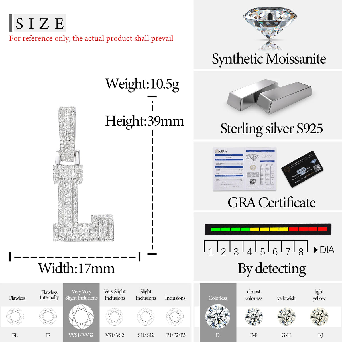 Moissanite Initial Pendant for Men, image 18
