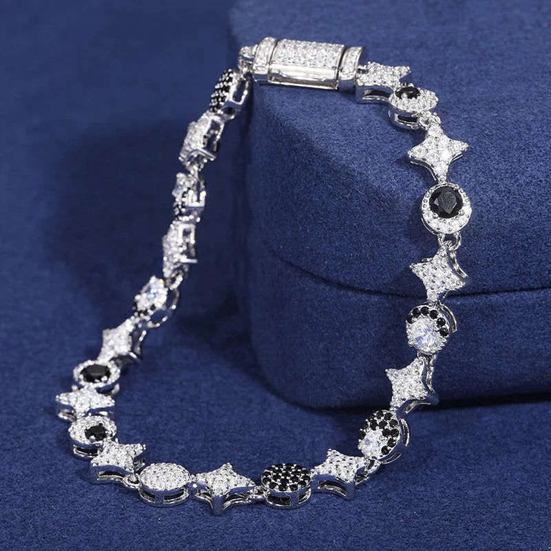 Iced Out Star and Moon Link Bracelet, image 5