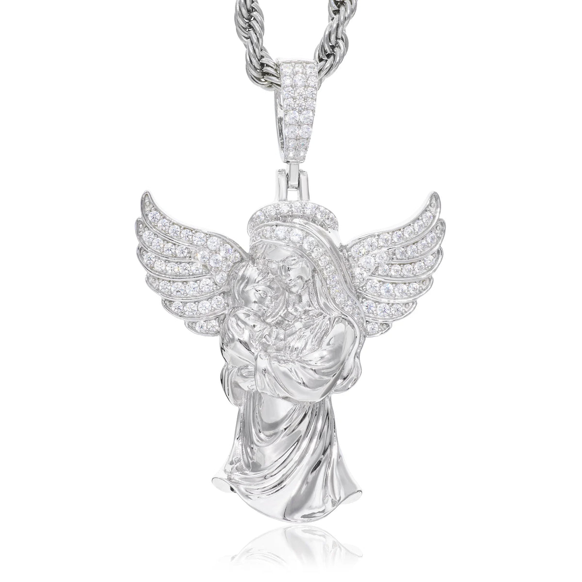 Iced Out Angel Pendant Necklace for Men
