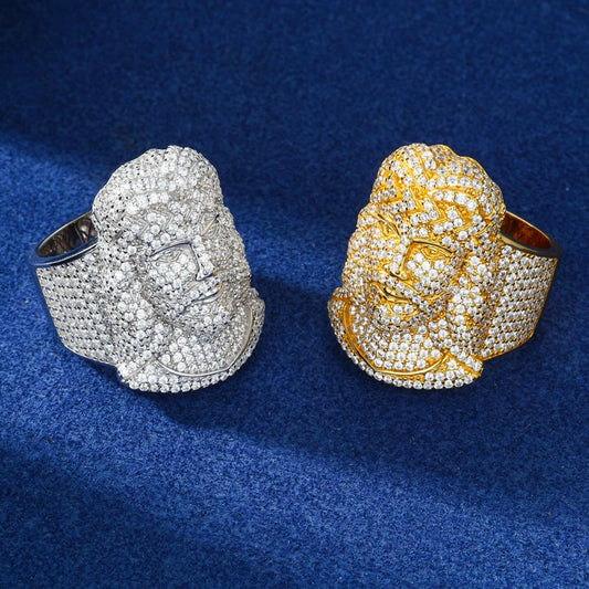 Iced Out Jesus Head Ring for Men, image 4