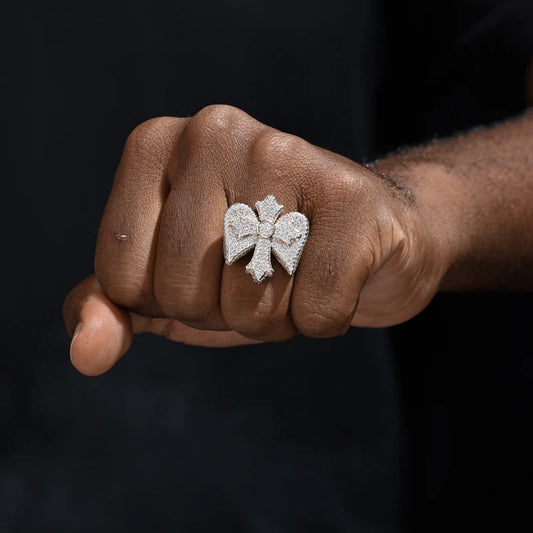 Iced Out Cross Ring for Men, image 6
