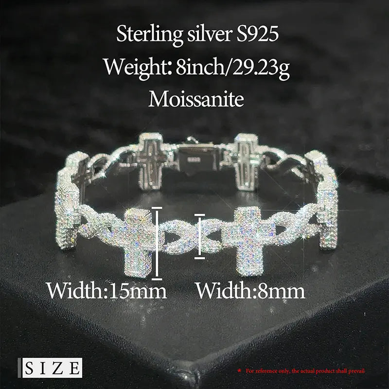 Iced Out Cross Link Bracelet for Men, image 8