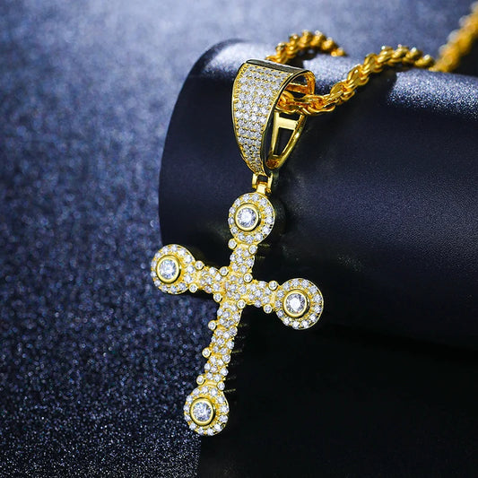 Iced Out Cross Pendant Necklace for Men, image 6