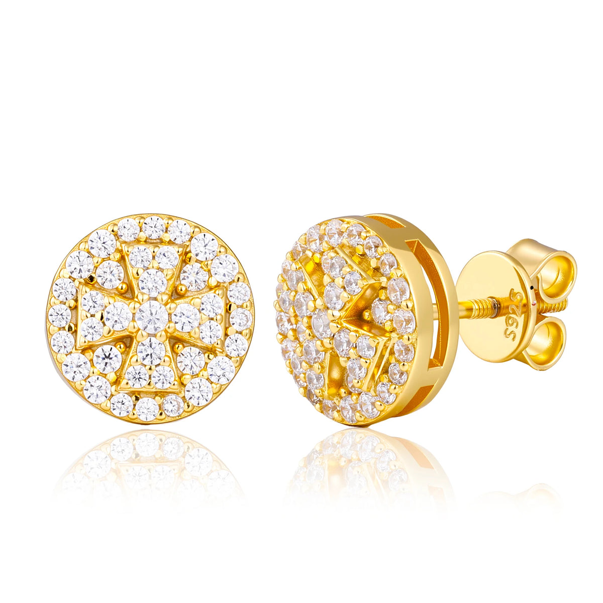 Moissanite Halo and Cluster Stud Earrings for Men, image 12