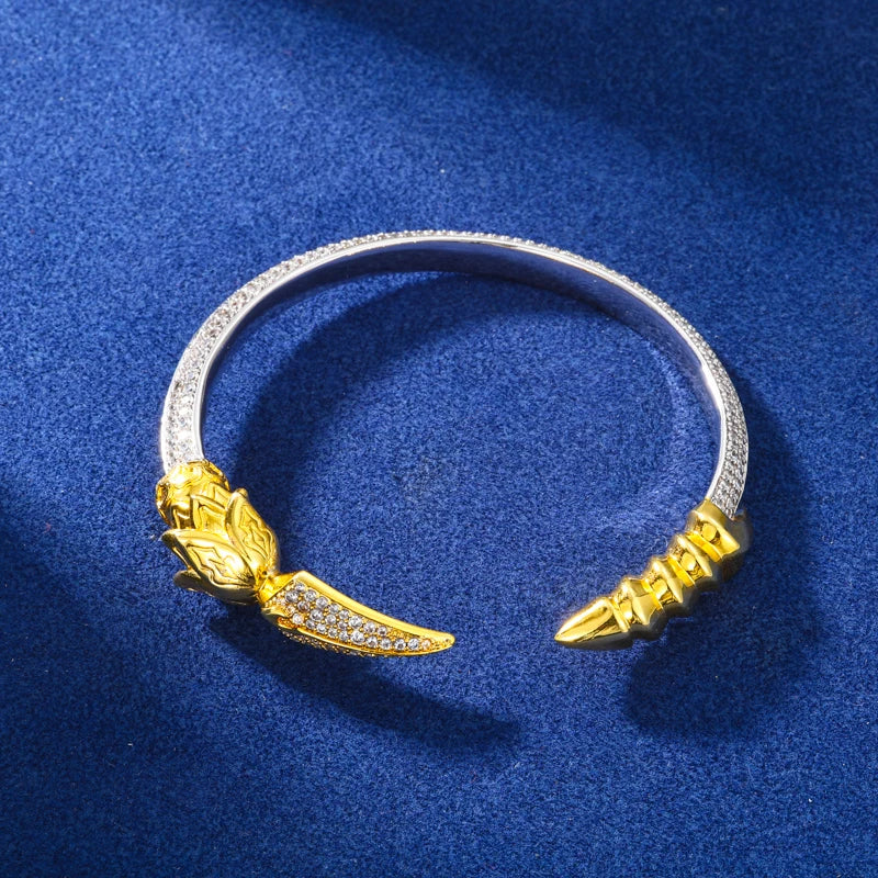 Iced Out Winged Spear Open Bangle, image 5