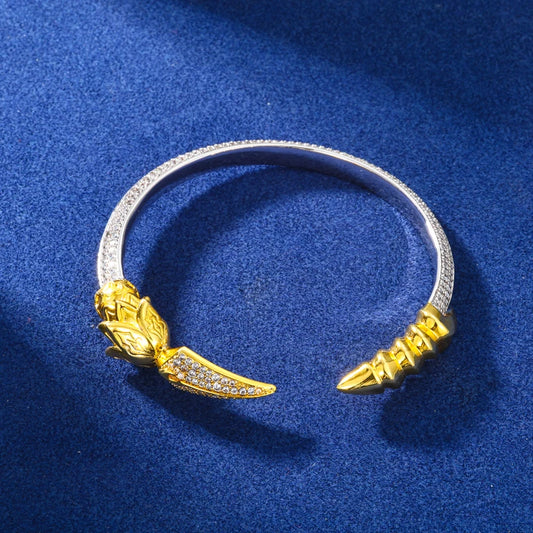 Iced Out Winged Spear Open Bangle, image 5