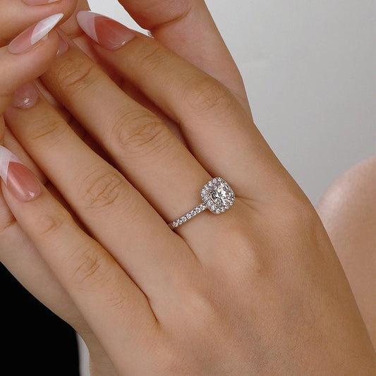6.5mm 1ct Moissanite Halo Engagement Ring, image 4