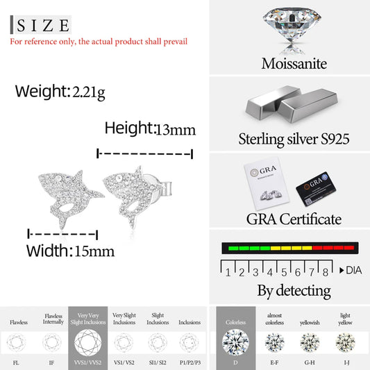 Iced Out Shark Stud Earrings for Men, image 4
