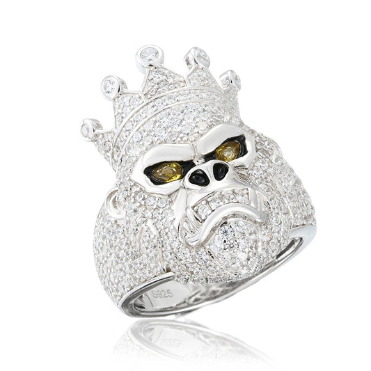 Iced Out Moissanite Gorilla Signet Ring for Men