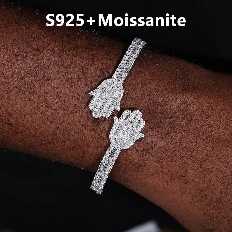 Iced Out Hamsa Bangle for Men, image 8