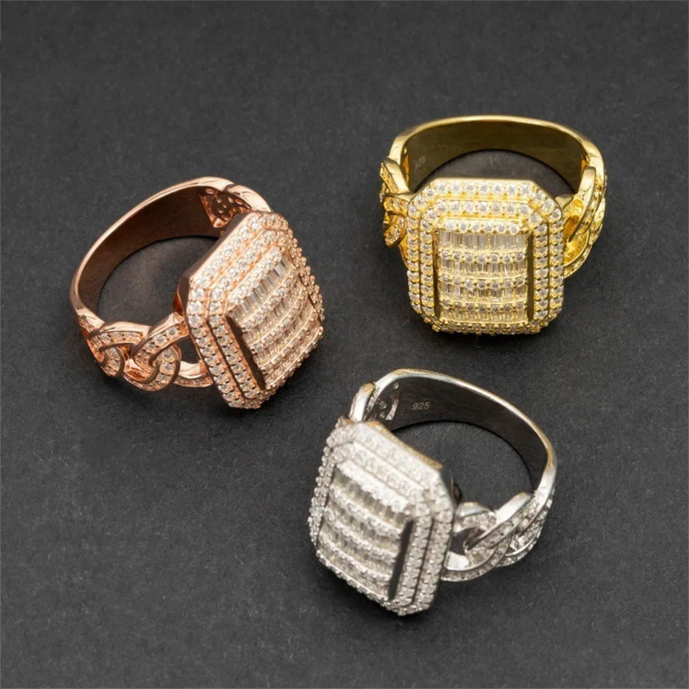 Iced Out Cuban Link Signet Ring for Men, image 5