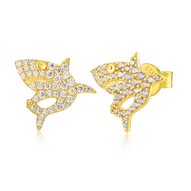 Iced Out Shark Stud Earrings for Men, image 2