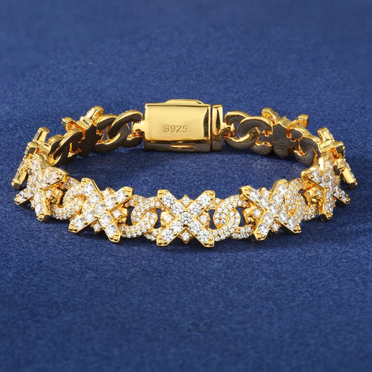 Iced Out Cross Link Bracelet for Men