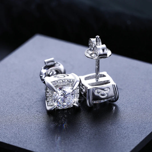 Round or Square Cut Moissanite Stud Earrings, image 5