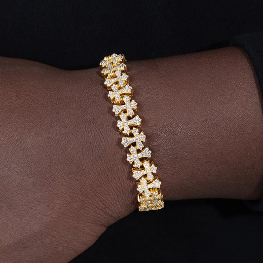 Iced Out Gothic Cross Link Bracelet for Men, image 5