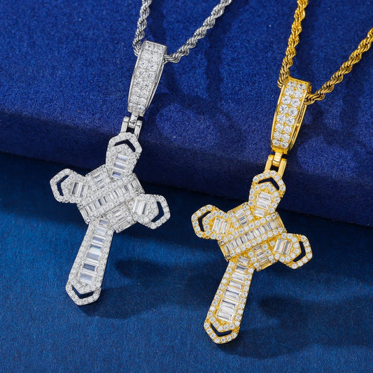 Iced Out Baguette Cross Pendant for Men, image 5