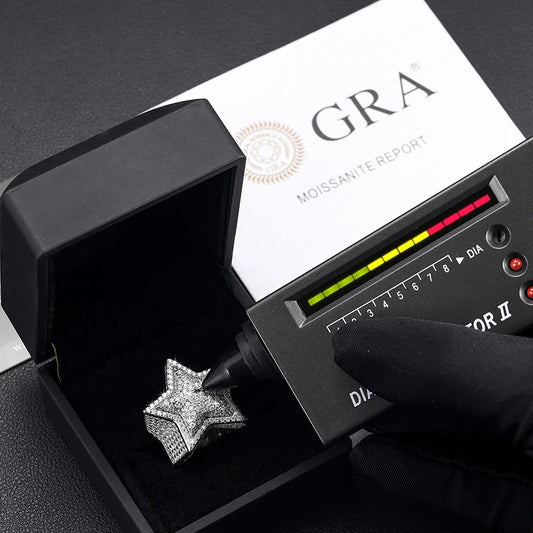 Iced Out Moissanite Star Ring for Men, image 3