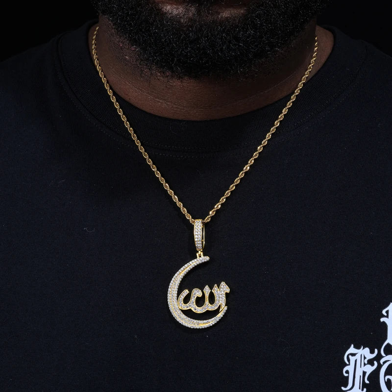 Iced Out Allah Pendant Necklace, image 6