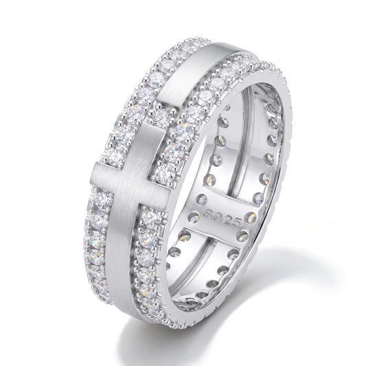Moissanite Double Row Eternity Band Ring