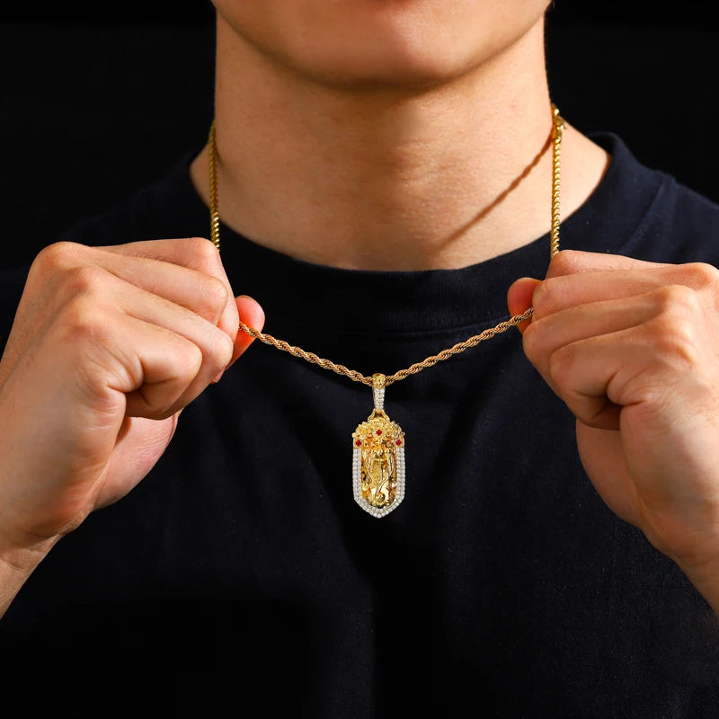 Iced Out Evil Eye Pendant Necklace for Men, image 7