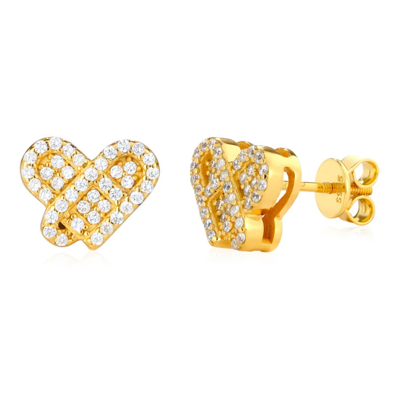 Moissanite Pave Heart Stud Earrings, image 9