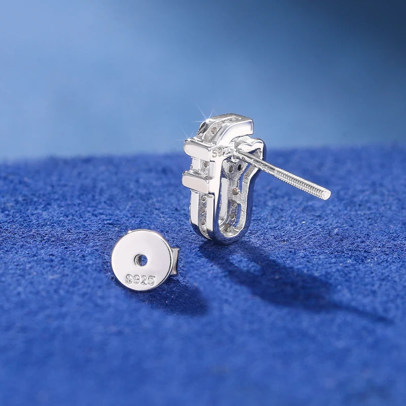 Moissanite Paper Clip Stud Earrings, image 7