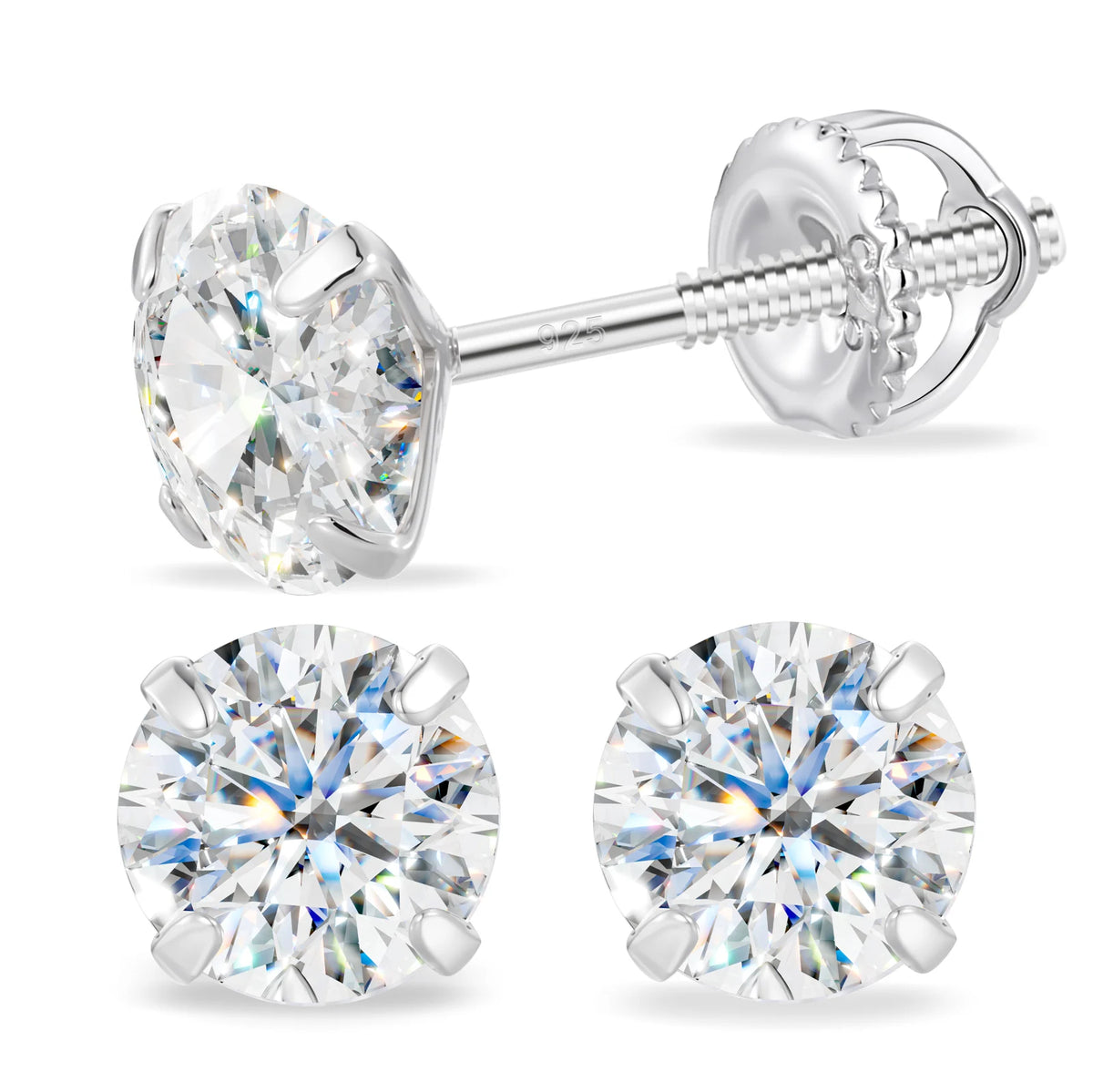 Round Cut Moissanite Stud Earrings, image 8