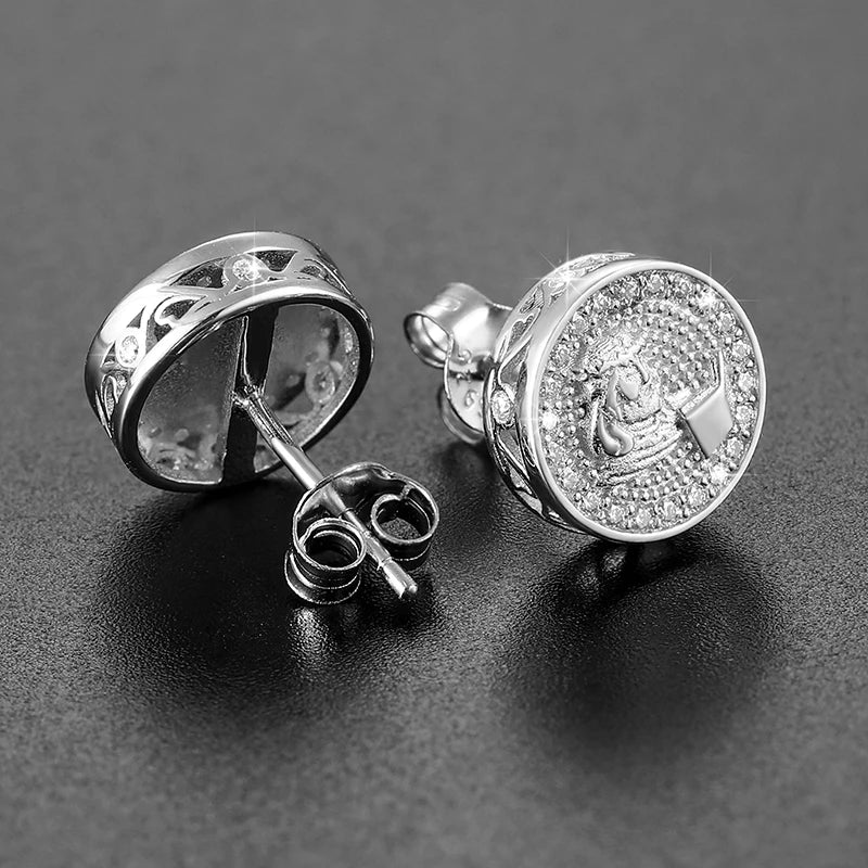 10mm Moissanite Medallion Stud Earrings for Men, image 5