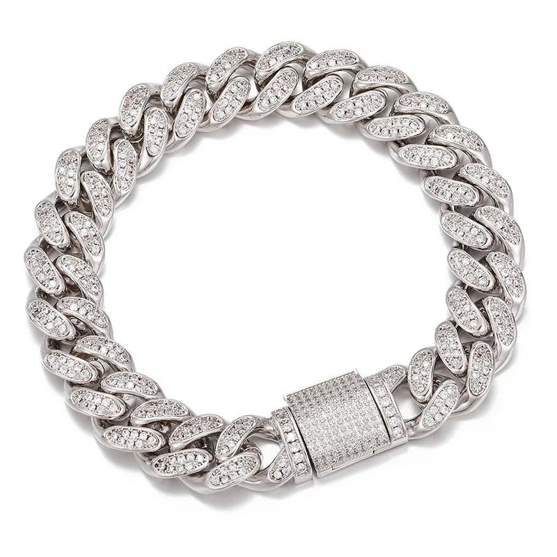 12mm Iced Out Cuban Link Bracelet for Men