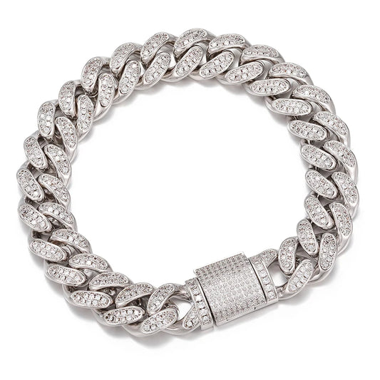 12mm Iced Out Cuban Link Bracelet for Men