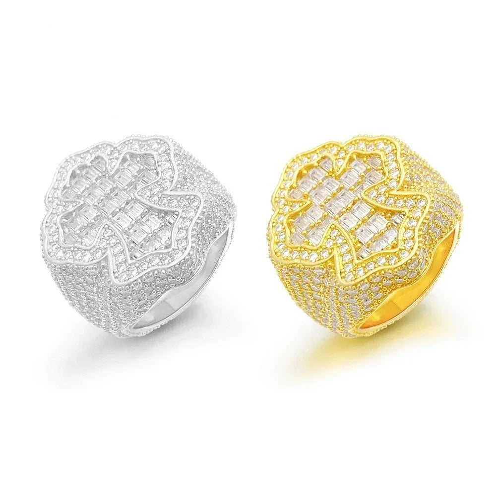 Iced Out Baguette Cross Ring for Men, image 2