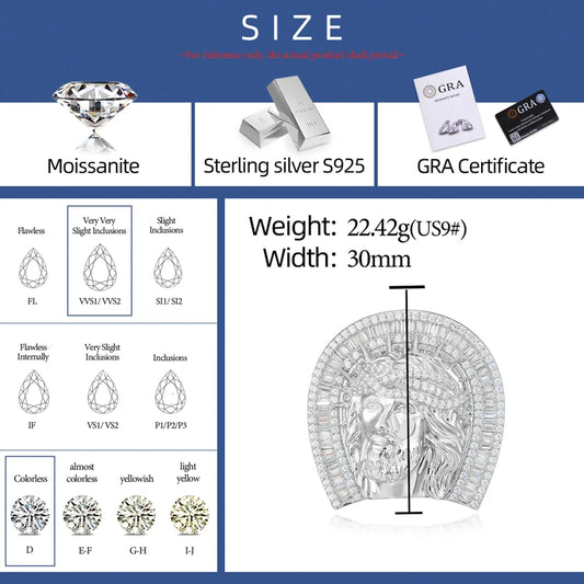 Iced Out Jesus Head Ring for Men, image 4
