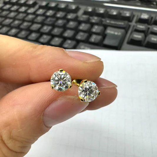 Moissanite Three Claw Cluster Stud Earrings, image 3