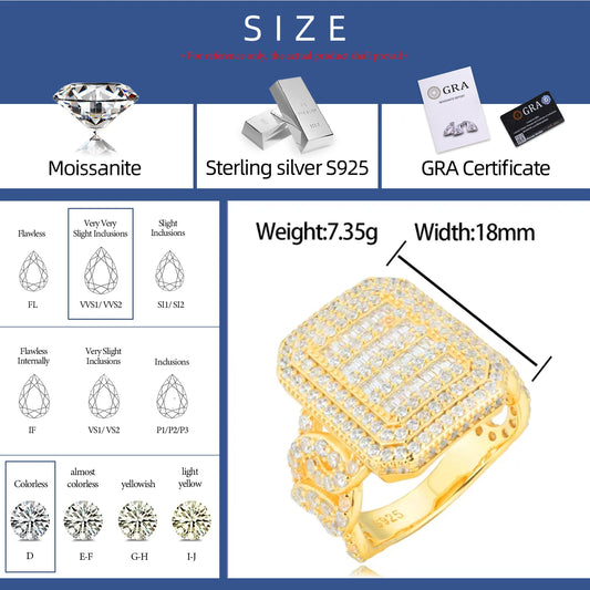 Iced Out Square Face Ring for Men with Cuban Link Band, image 4