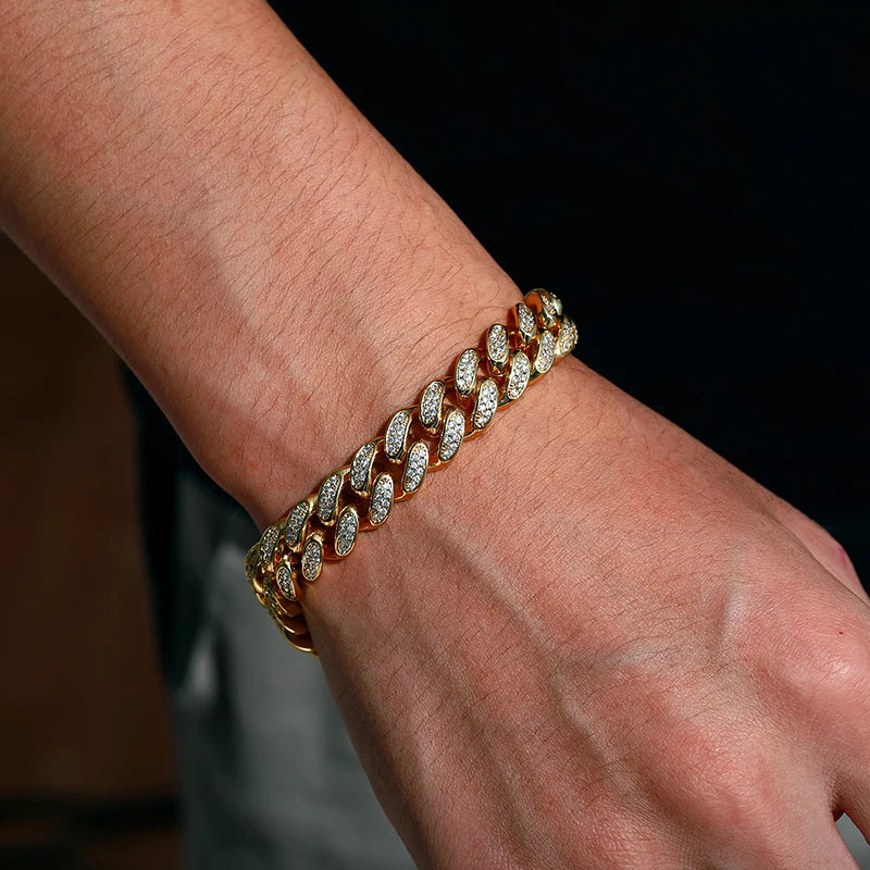 12mm Iced Out Cuban Link Bracelet for Men, image 5